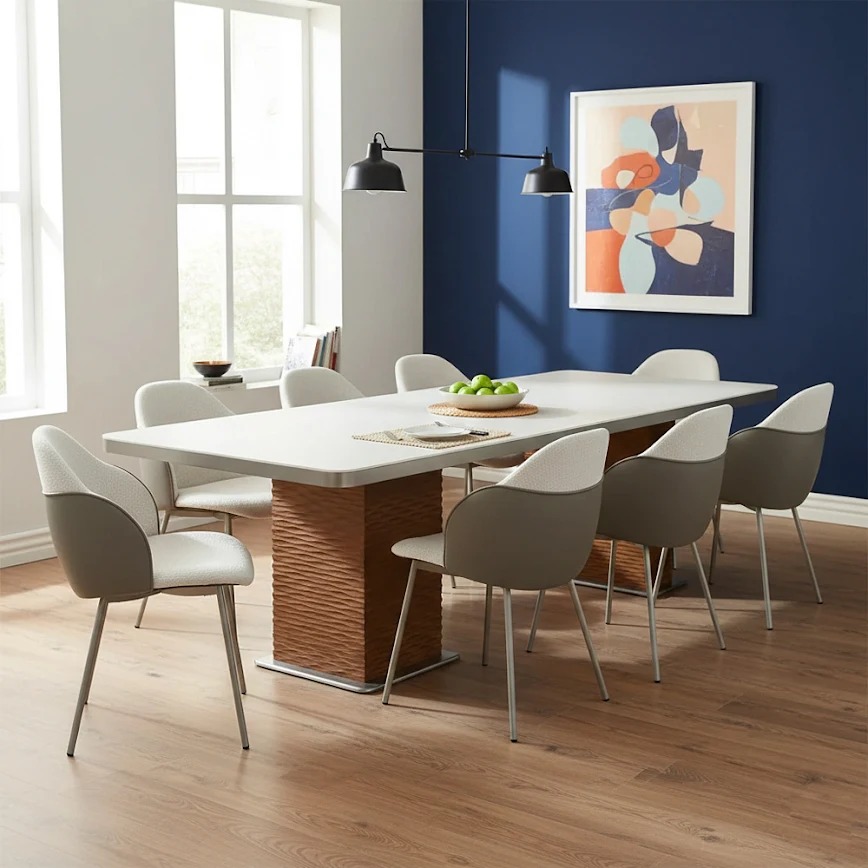 Yanson 8-Seater Dining Table & Chair, Grey