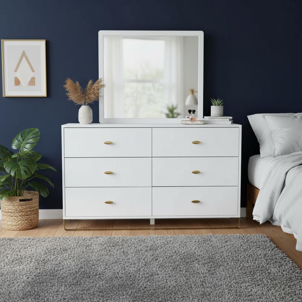 Nicolas Dresser with Mirror, White