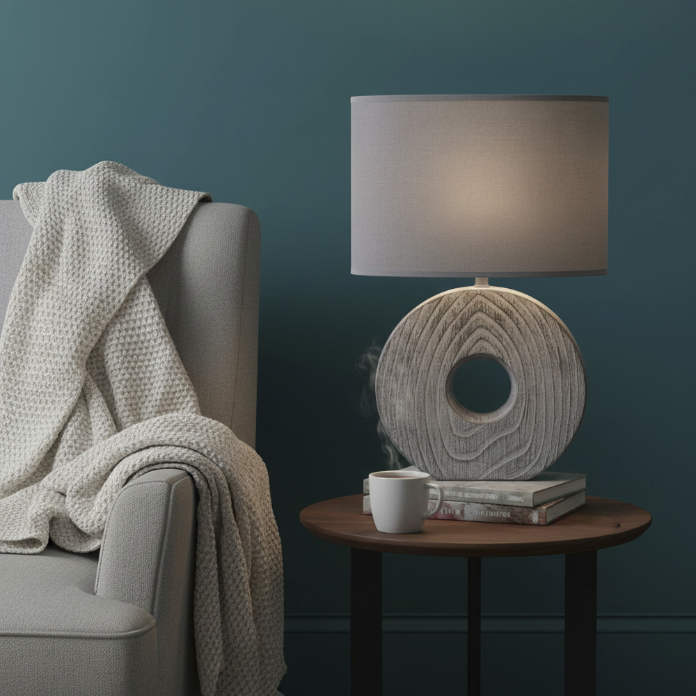 Elvira Ceramic Table Lamp, Grey