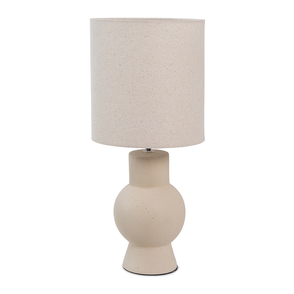 Mikel Sculpted Ceramic Table Lamp With Fabric Shade, Beige - 52cm