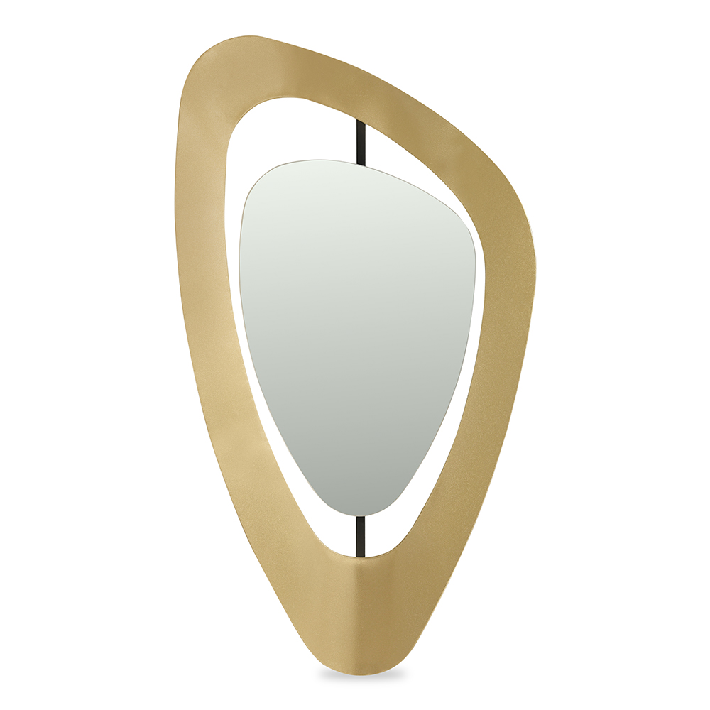 مرآة حائط من بان، ذهبي - 105x57 سم