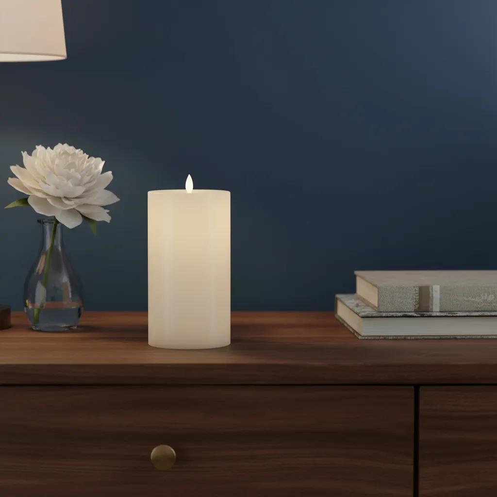 LED Pillar Candle, White - 10x20 cm