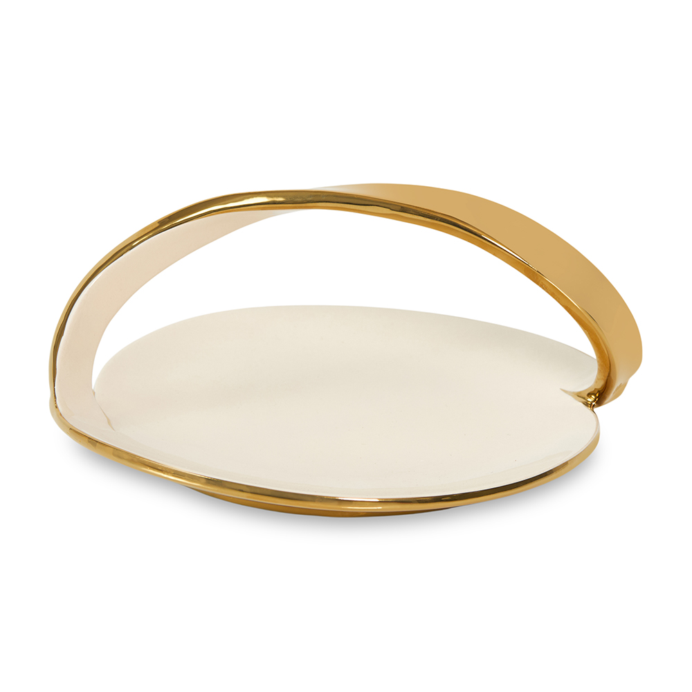 طبق للوجبات الخفيفة من كلاي، ذهبي - 28 سم