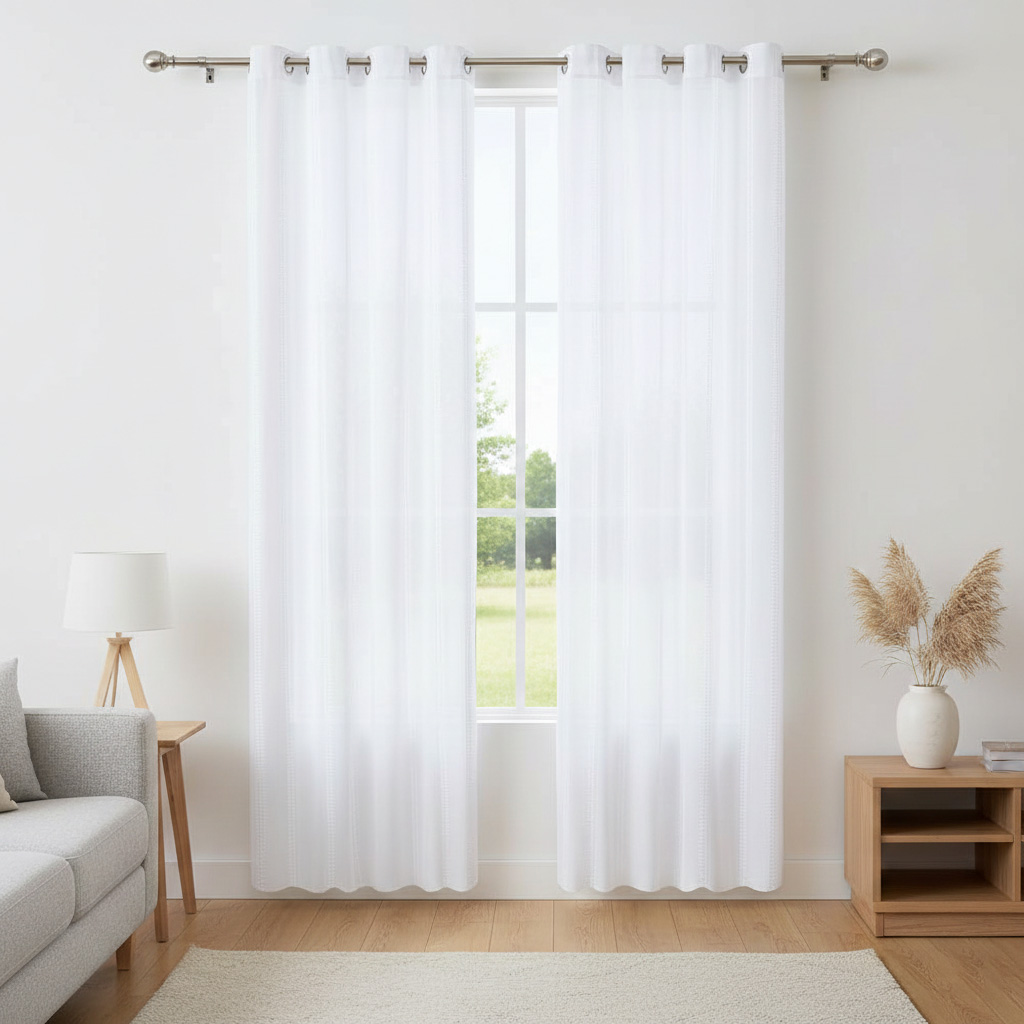 ستارة غرفة شفافة قطعتان من البوليستر من سولاس، أبيض - 140×300 سم (كل قطعة)