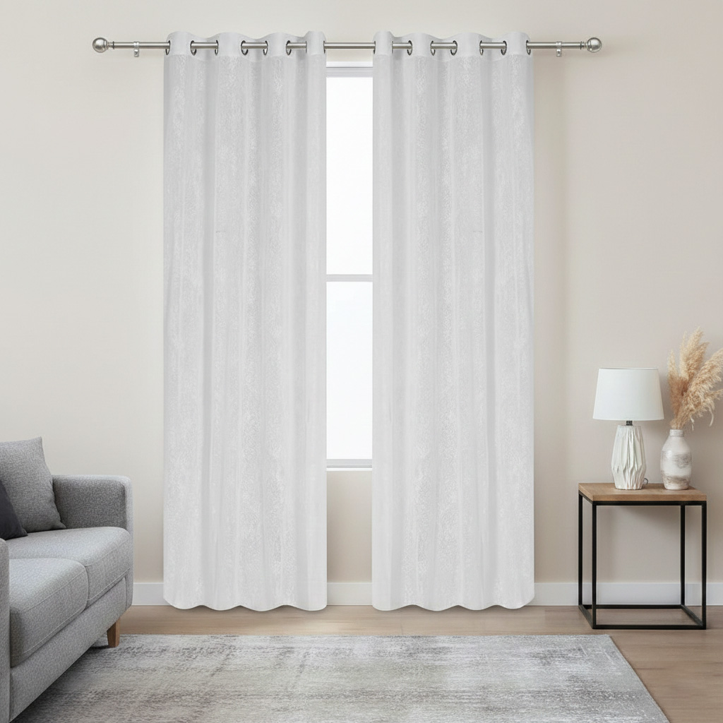طقم ستائر ليرا الشفافة، أبيض - 140×300 سم