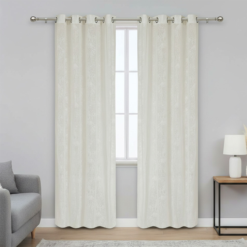 طقم ستائر ليرا الشفافة عاجي - 140×300 سم