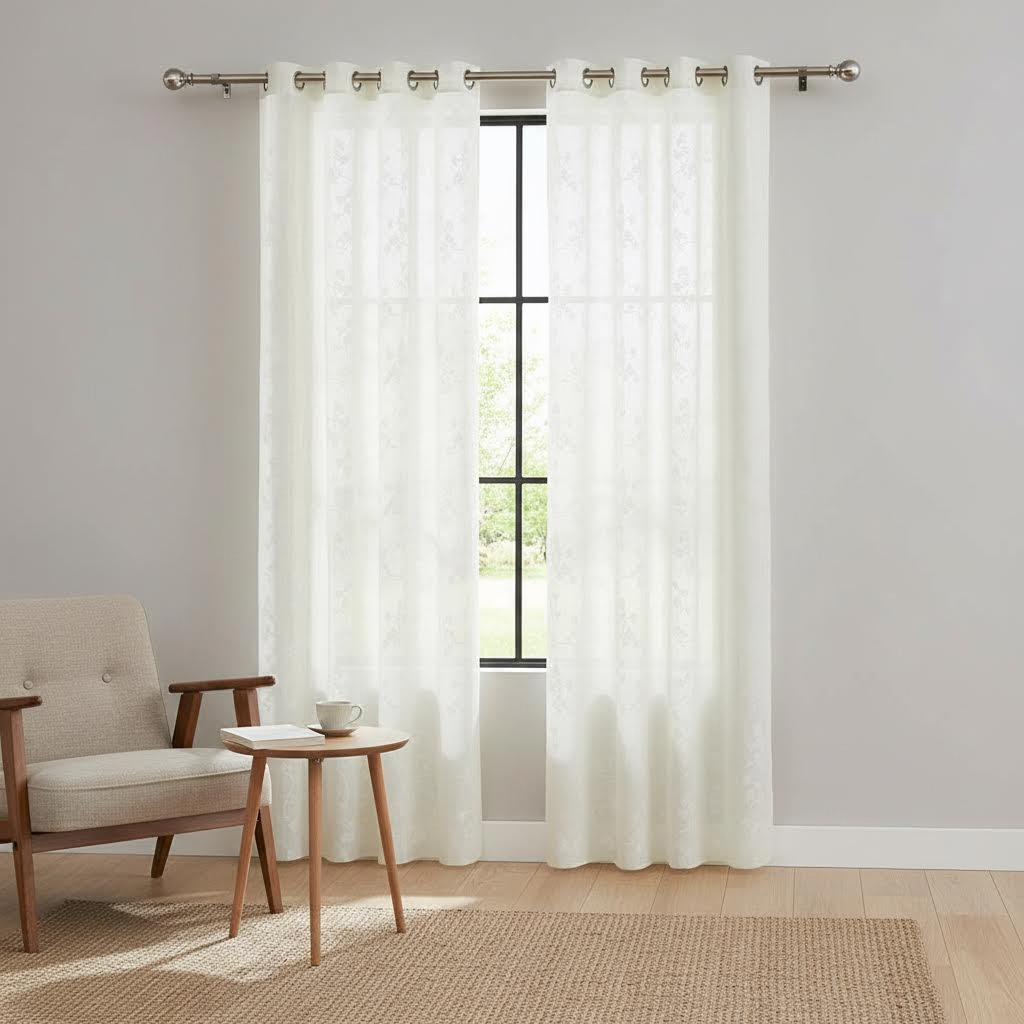 طقم ستائر ألما الشفافة، عاجية - ١٤٠×٢٤٠ سم