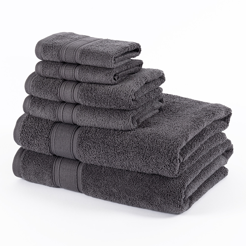 مجموعة مناشف بروهيل من 6 قطع، رمادي - 435 غم