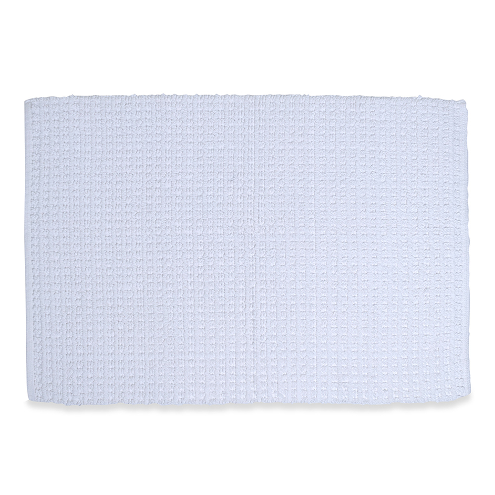 سجّادة حمّام سبا بنمط الوافل، أبيض - 2150 غرام لكل متر مربع،  60x90 سم