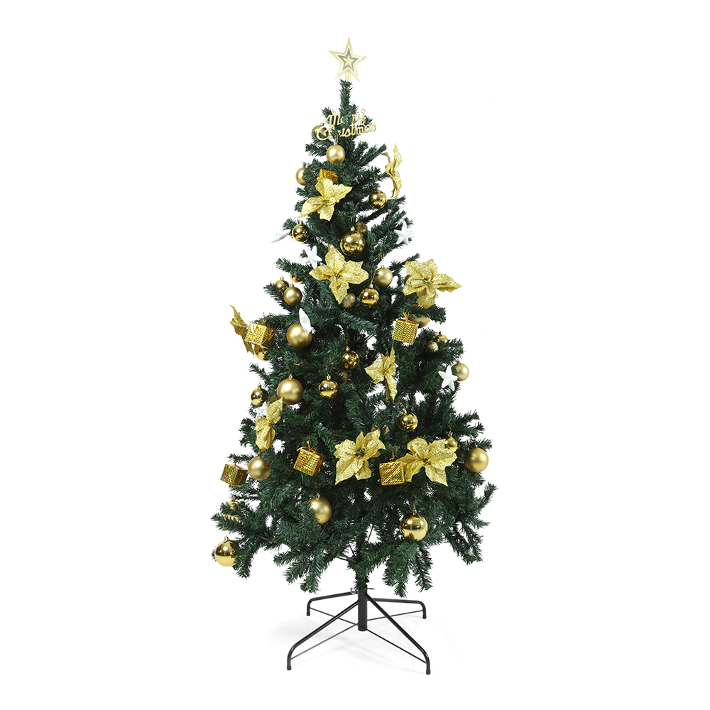 سيلفيا شجرة عيد الميلاد مزينة، أخضر وذهبي - 180 سم