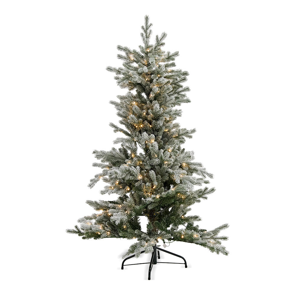 شجرة عيد الميلاد أبرا مع أضواء ليد وتأثير الثلج، أبيض وأخضر - 210 سم