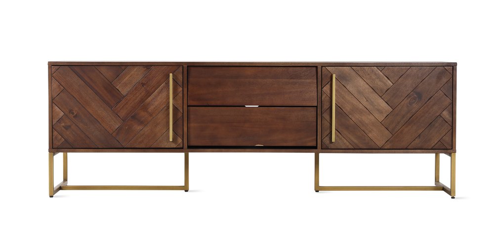 برونو خزانة تلفاز ببابين - نحاسي معتق