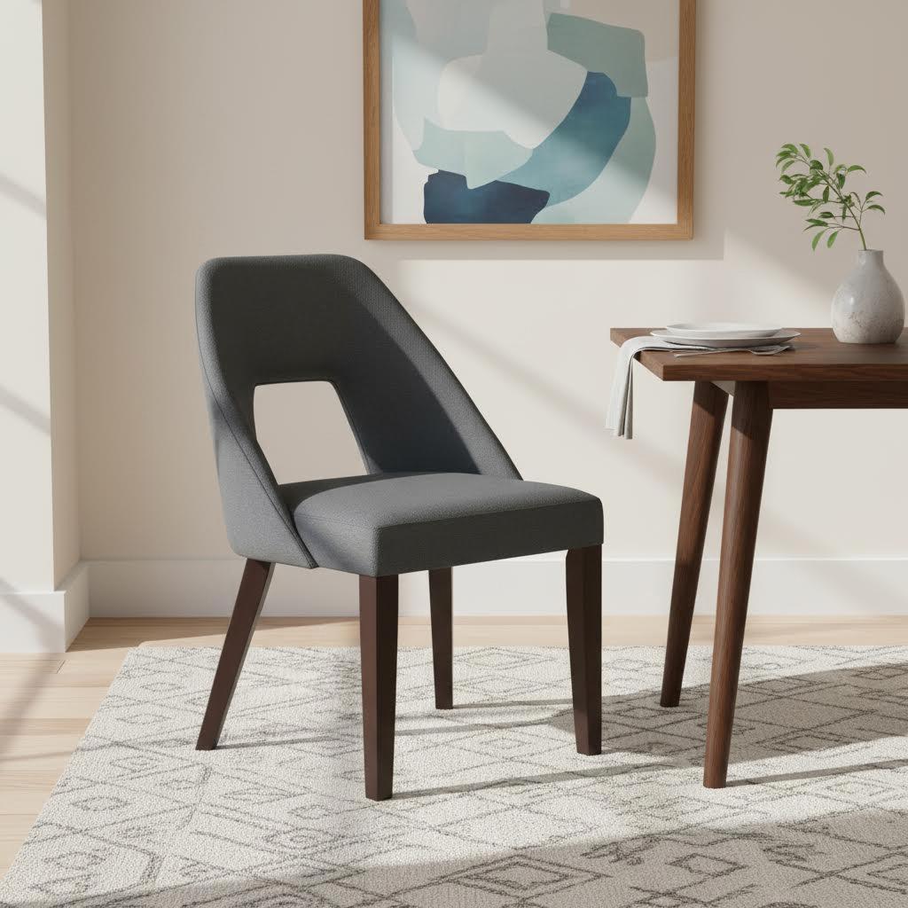 إدوارد كرسي طعام خشبي منجد من القماش