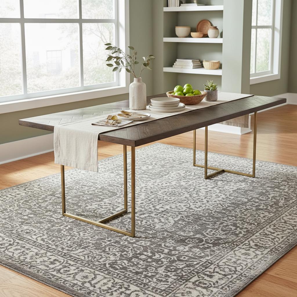 Bruno 8-Seater Dining Table, Brown & Brushed Gold - 240x75 cm