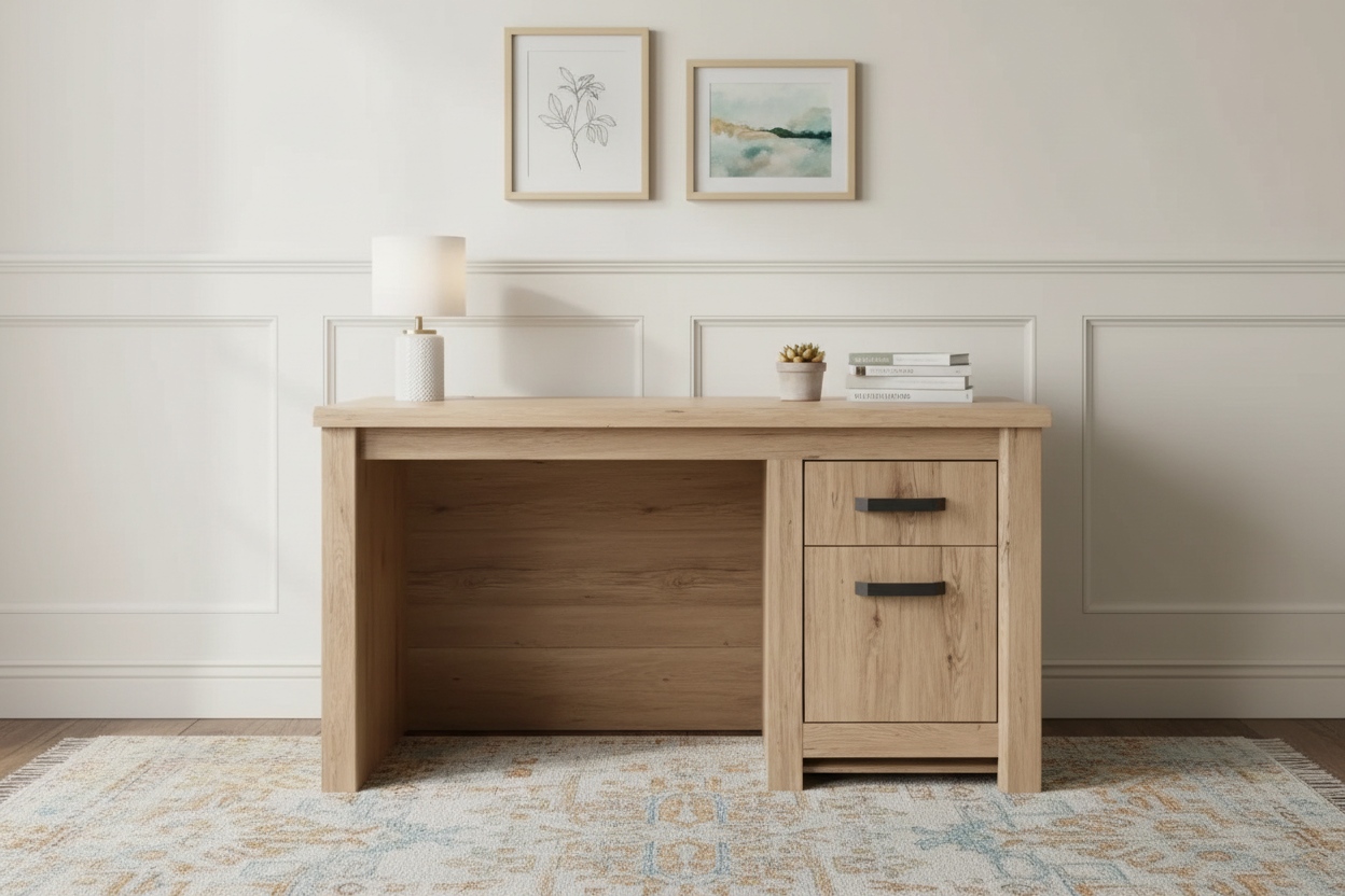 Braxton 1-Drawer 1-Cabinet Writing Desk, Summer Oak