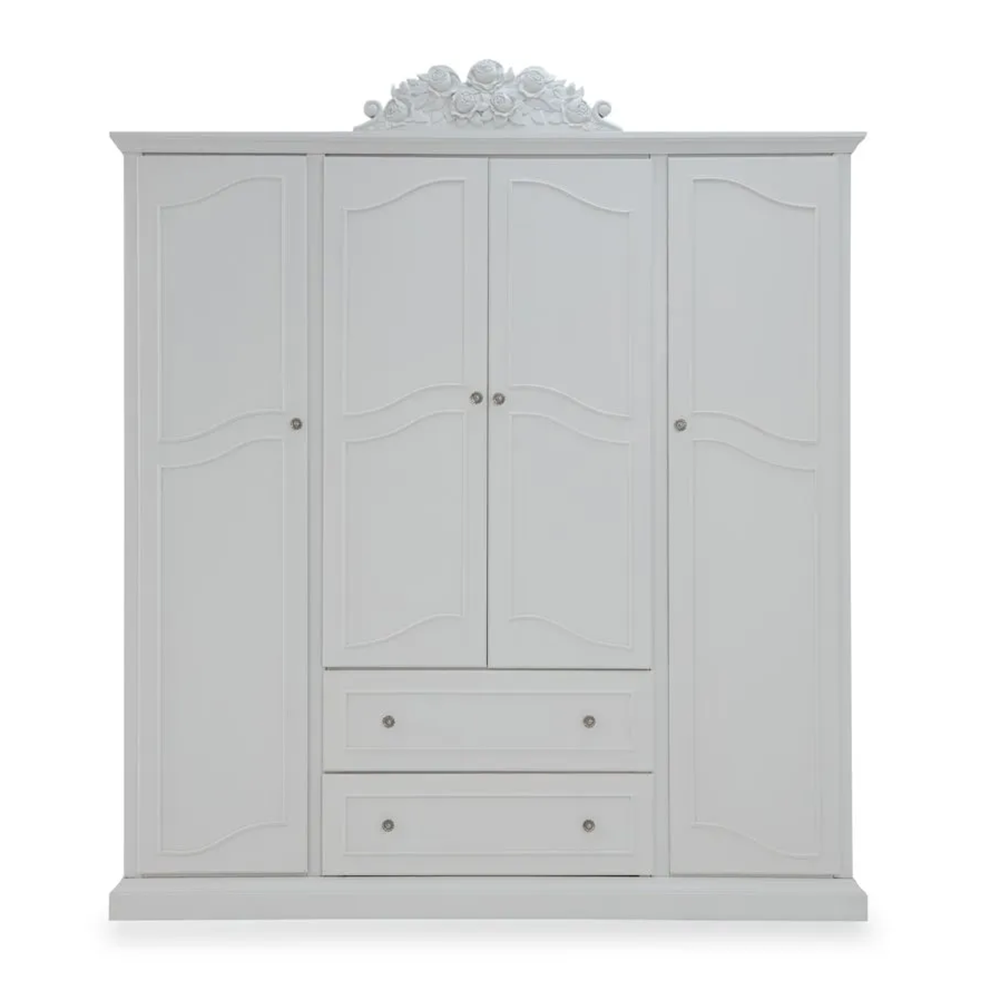 New Wood 4-door Wardrobe with 2 Drawers