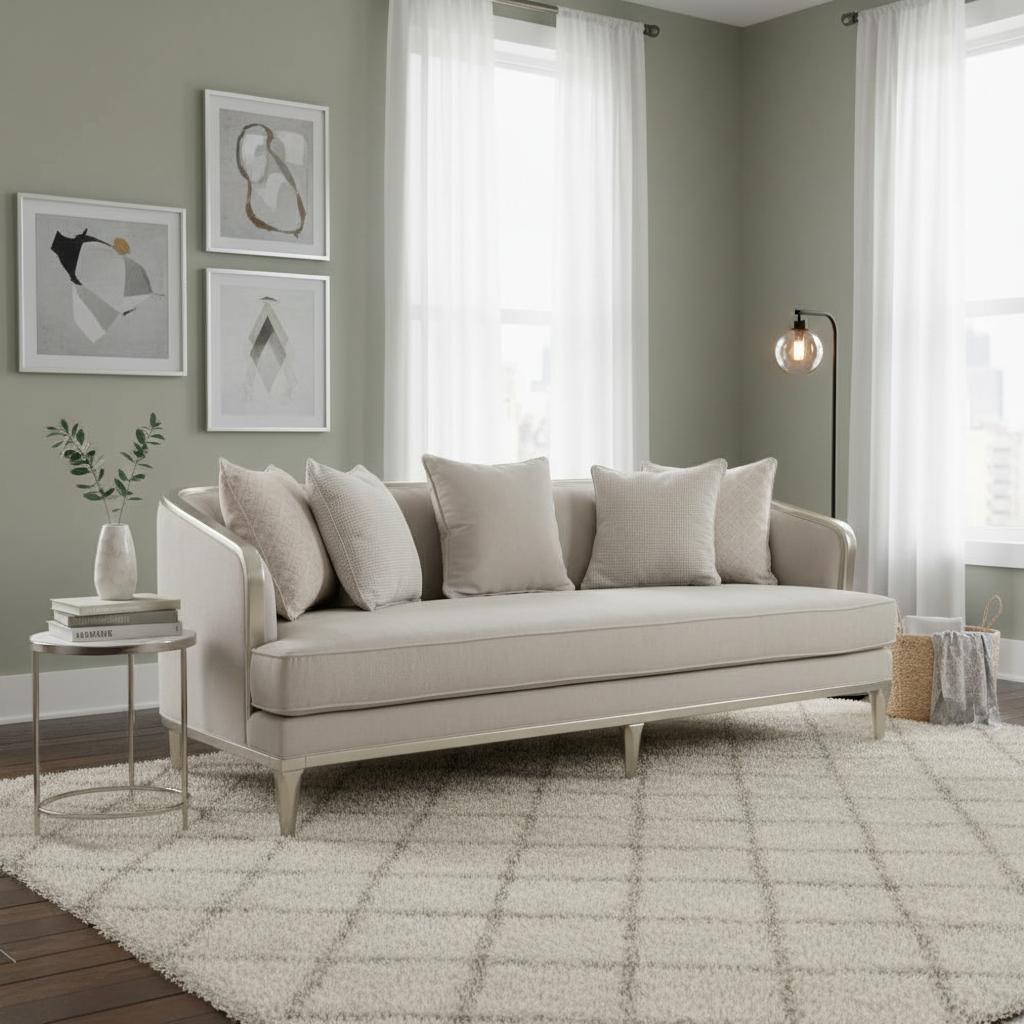 أريكة 3 مقاعد من أكيلا، رمادي فاتح وذهبي فاتح