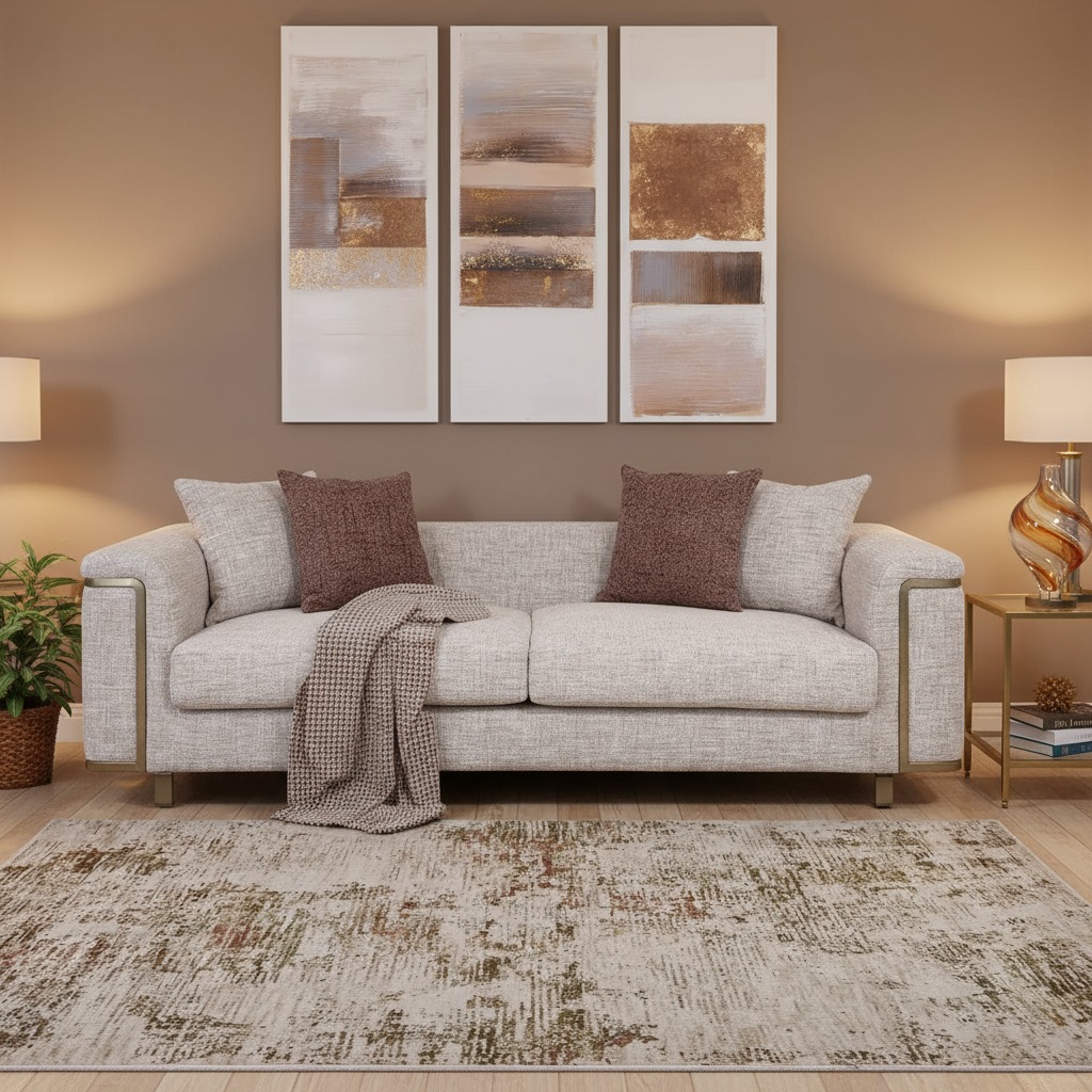 Valeria 3-Seater Sofa, Beige & Gold