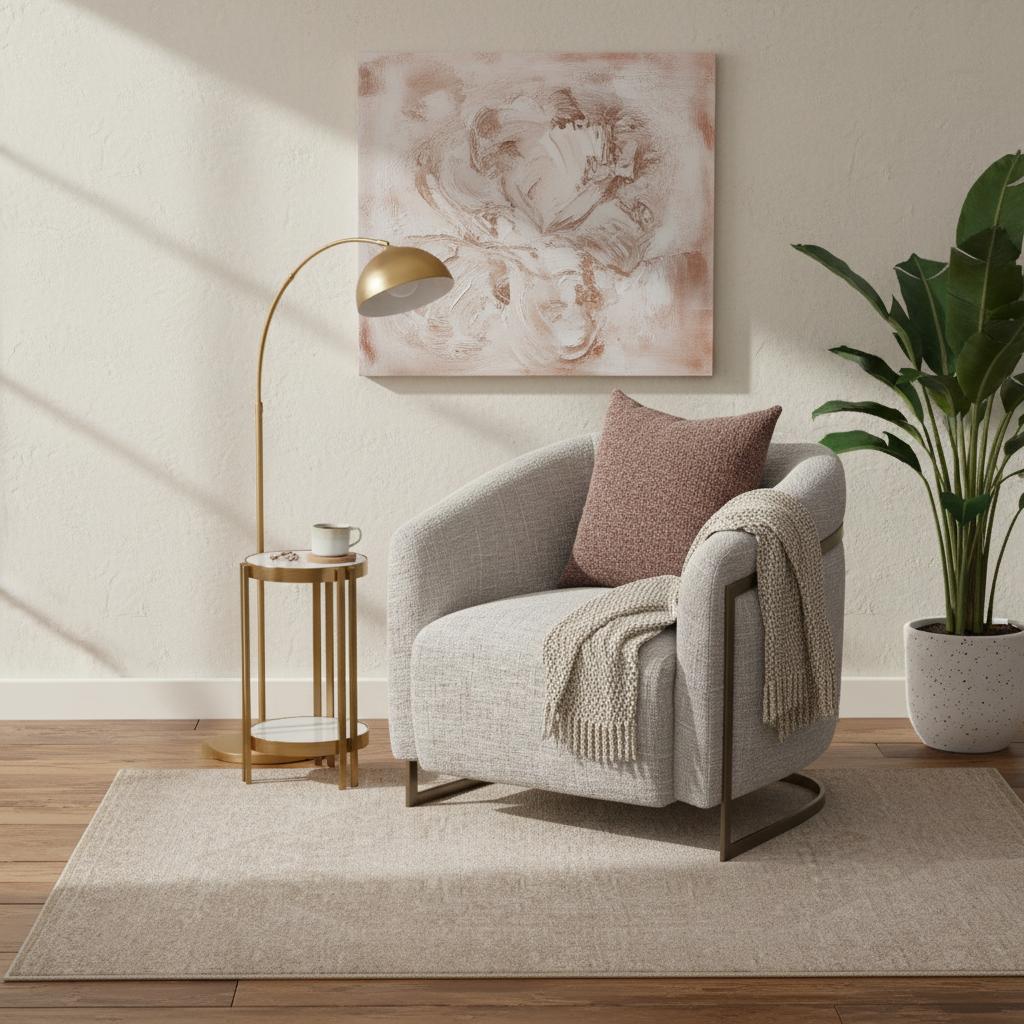 Valeria Armchair, Beige & Gold