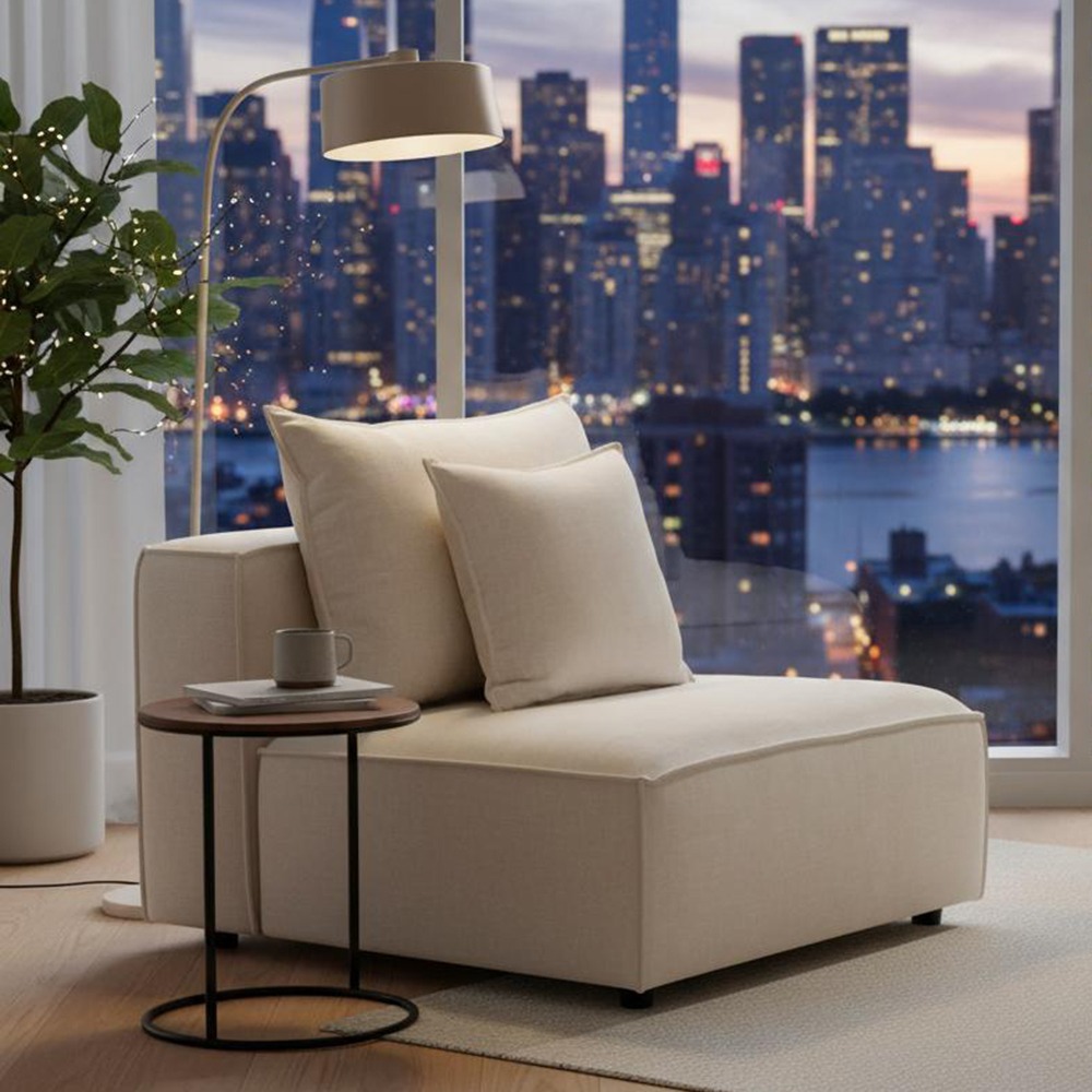 Cara 1-Seater Armless Sofa, Beige