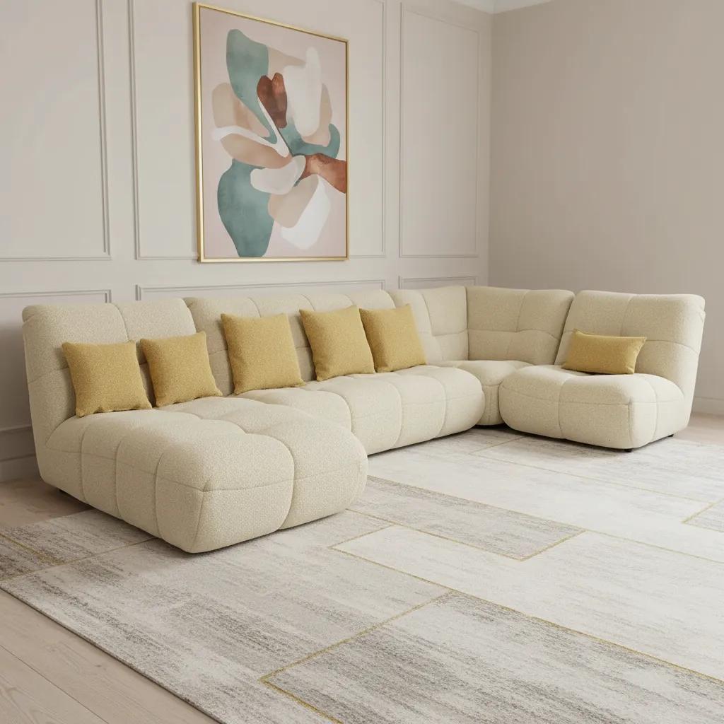 Garrat 6 Seater Corner Sofa Set, Beige