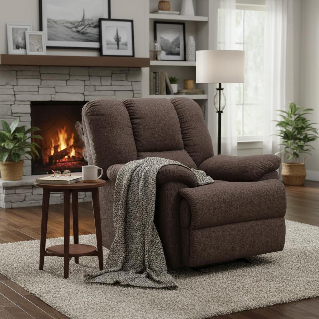 روي كرسي استرخاء هزاز، بني