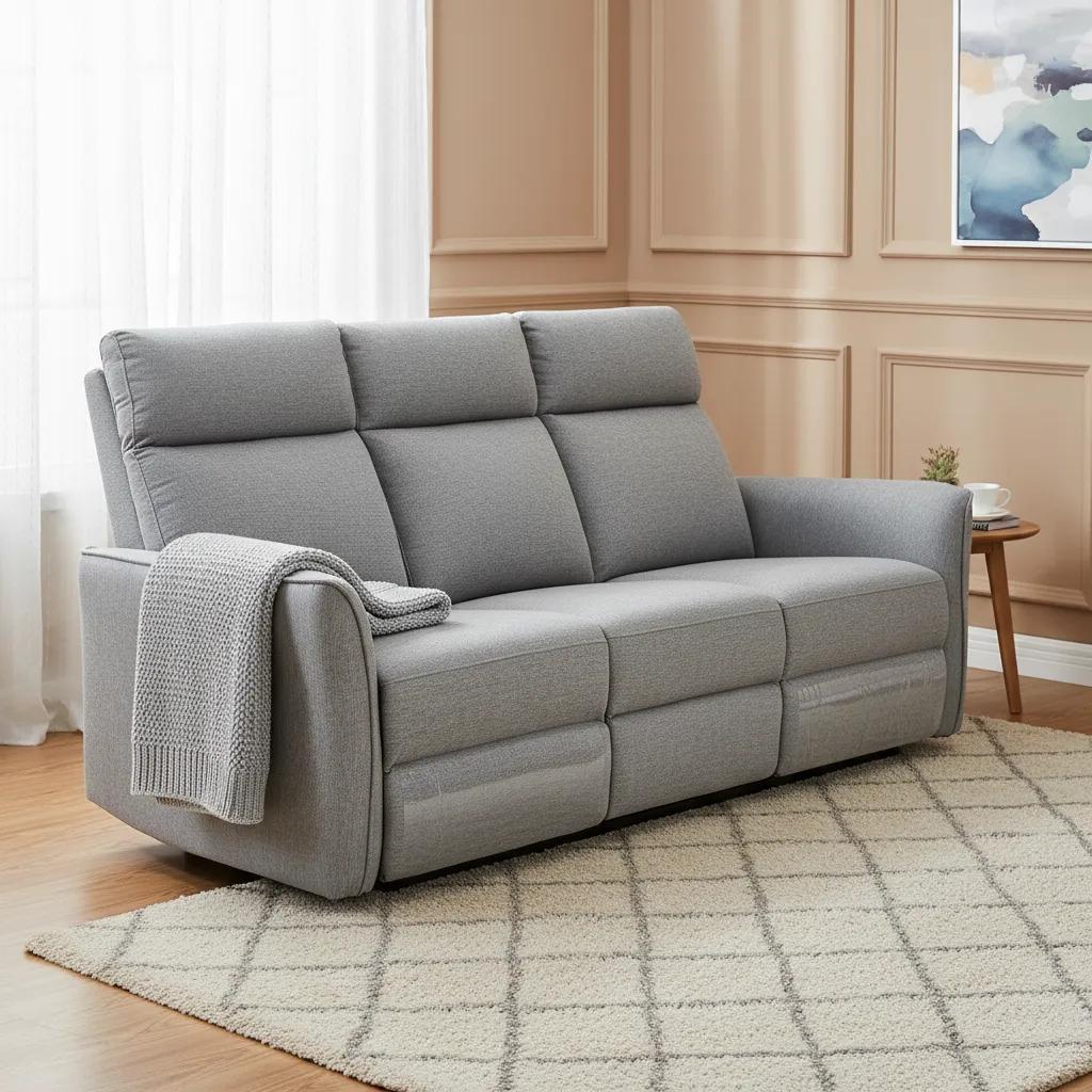Silas 3-Seater Recliner Sofa, Grey