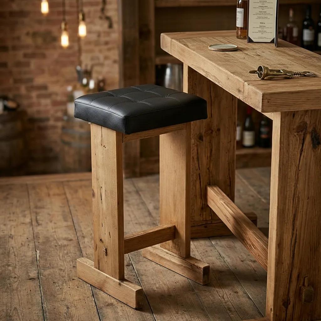 Nika Bar Stool, Natural Black