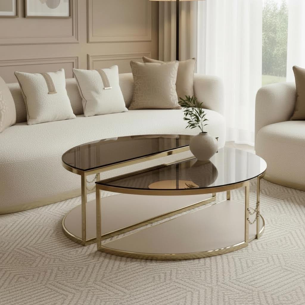 Calista Coffee Table, Beige & Cream