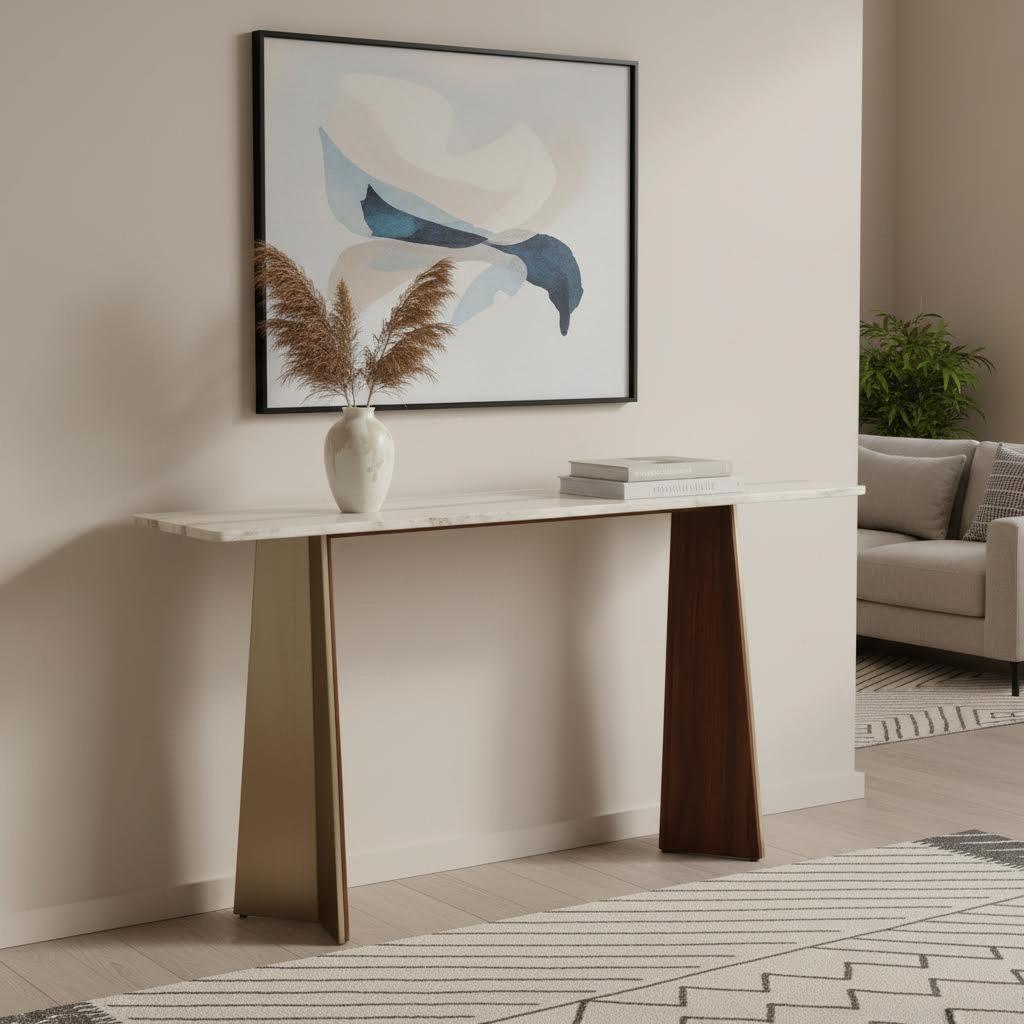 طاولة كونسول نيو صوفيا، عاجي وبني