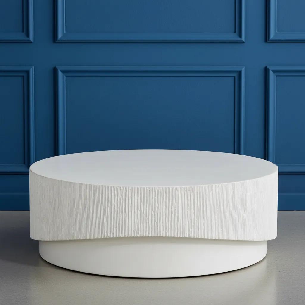 طاولة قهوة من بريرا ذا سطح خرساني، عاجي