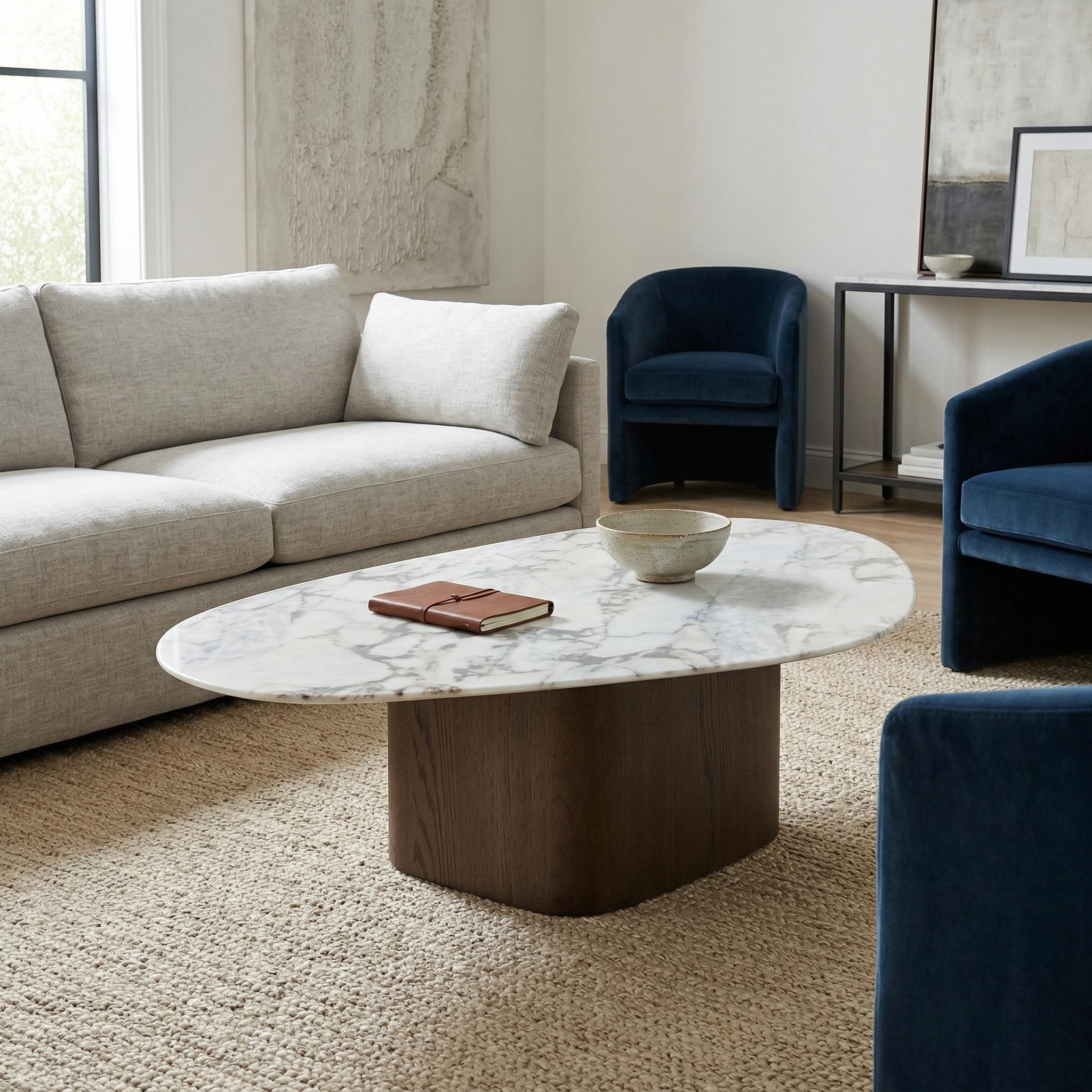 Garrat Marble Top Coffee Table, Brown