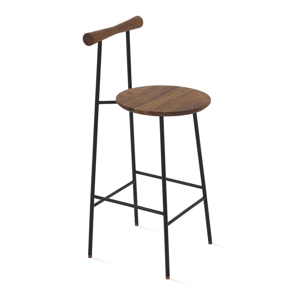 Drum Throne Bar Stool, Natural & Black
