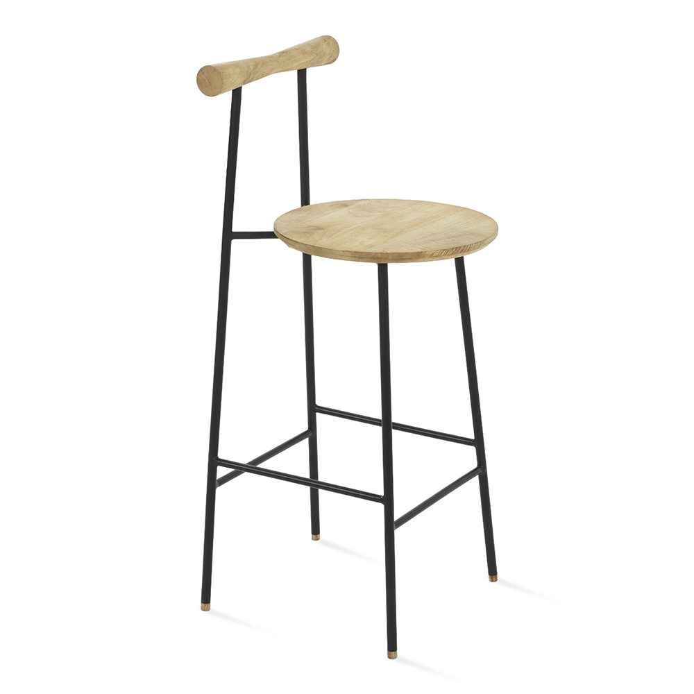 Grum Throne Bar Stool, Natural & Black
