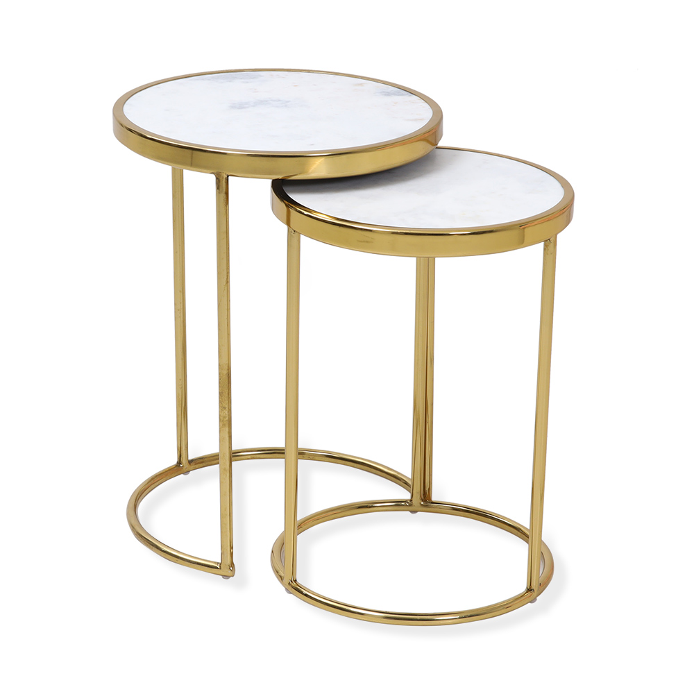 Boston Nesting Table, White & Gold – Set of 2