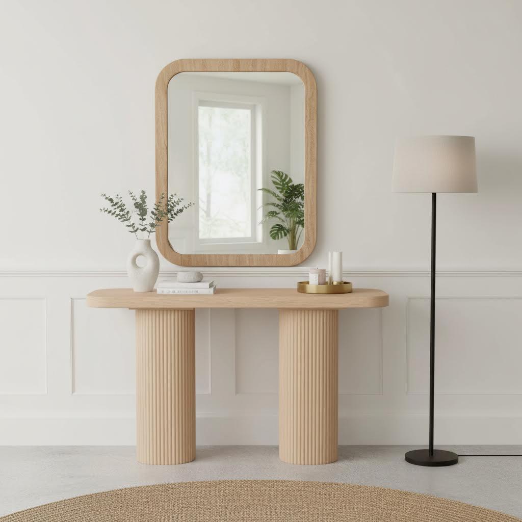 طاولة كونسول ومرآة بات، بني فاتح