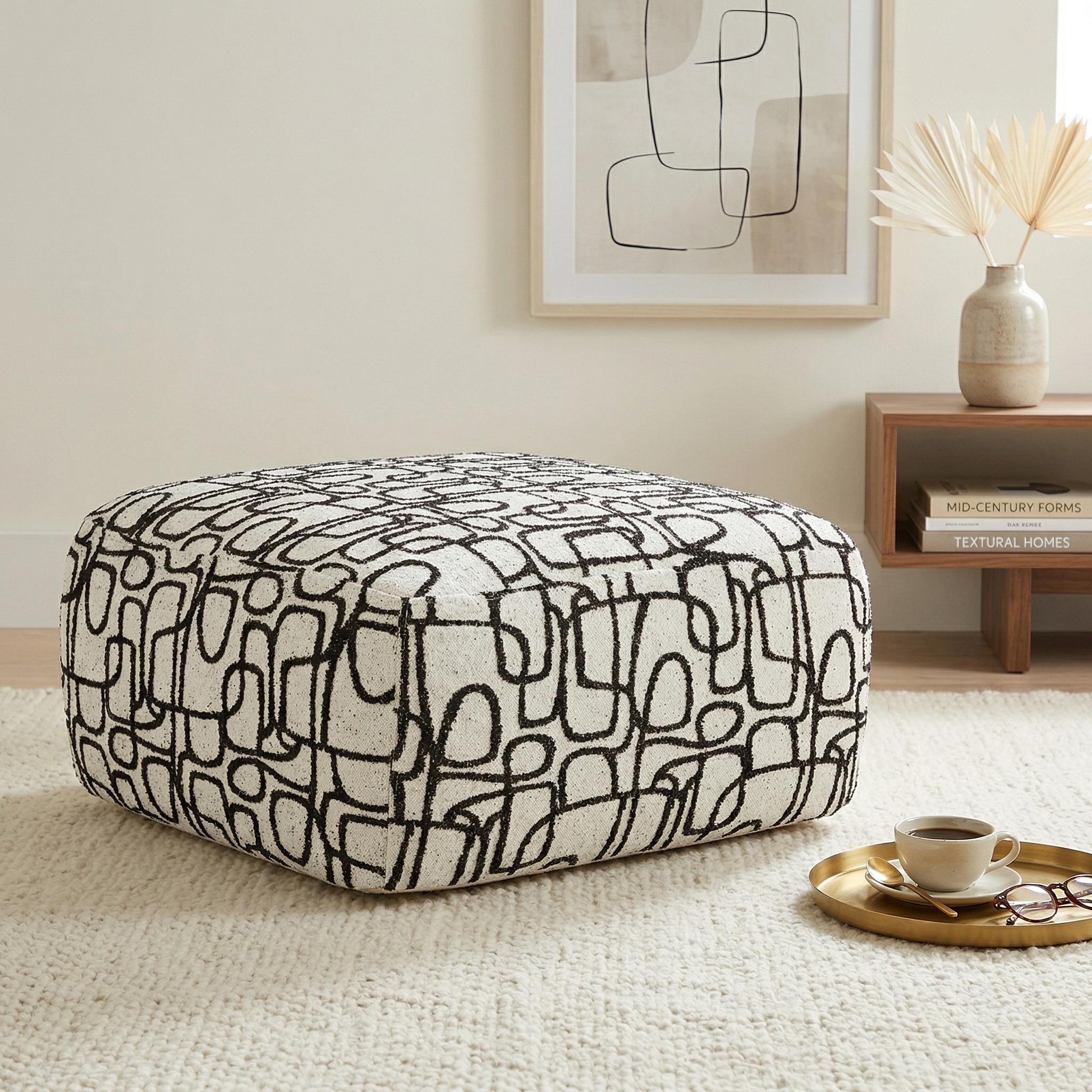 Etro Pouf Coffee Table, Black & Ivory