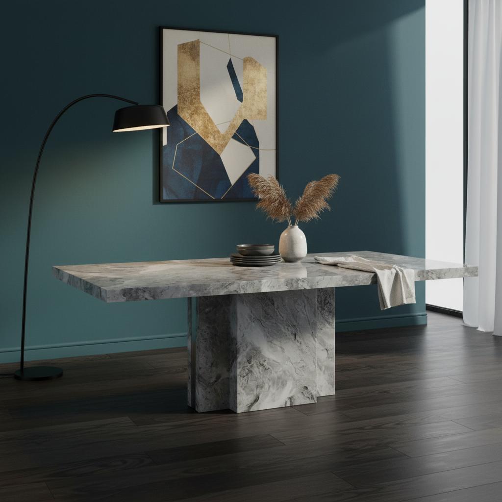 Newcastle Marble Dining Table, Grey – 240x120 cm