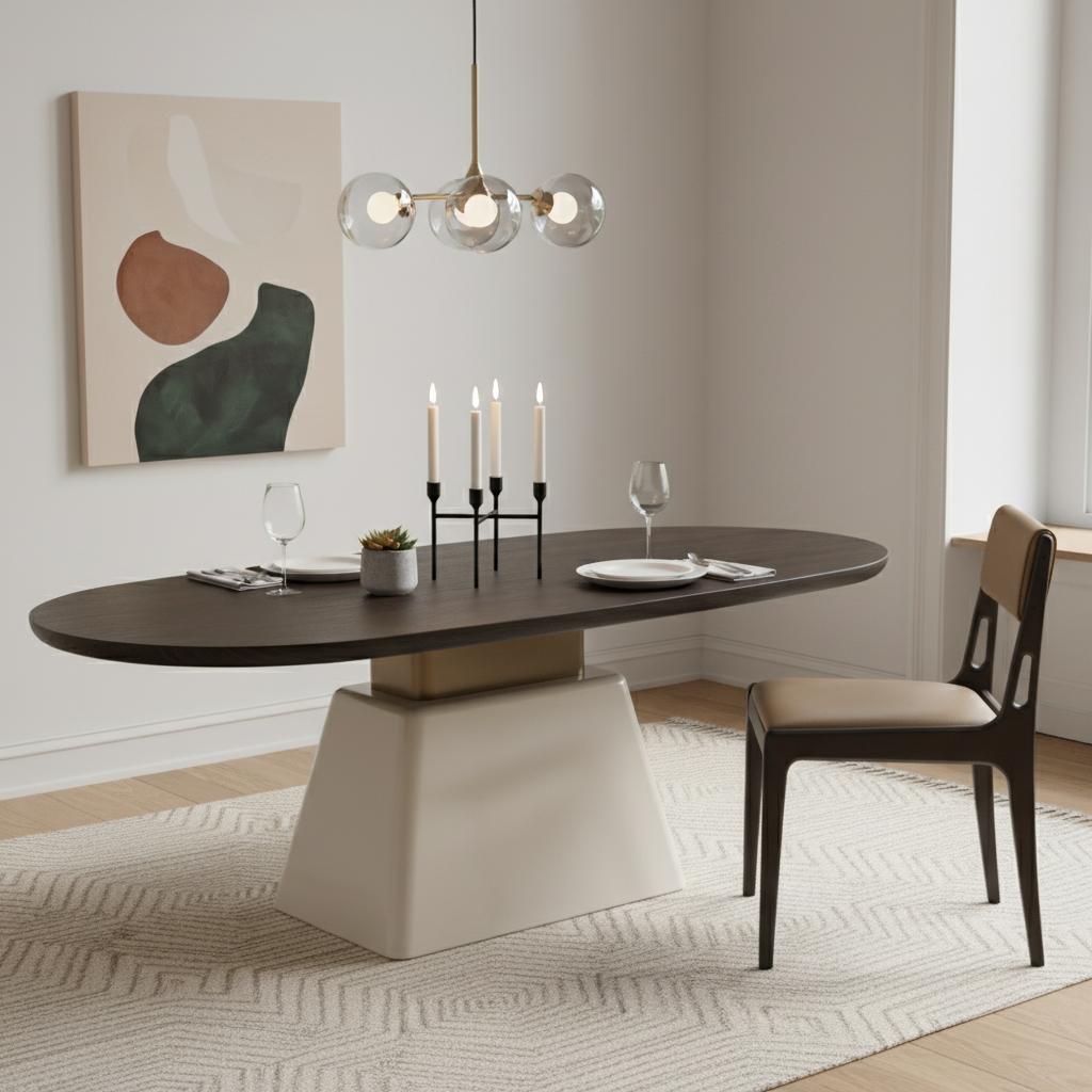 Rover 8-Seater Dining Table, Brown & Cream