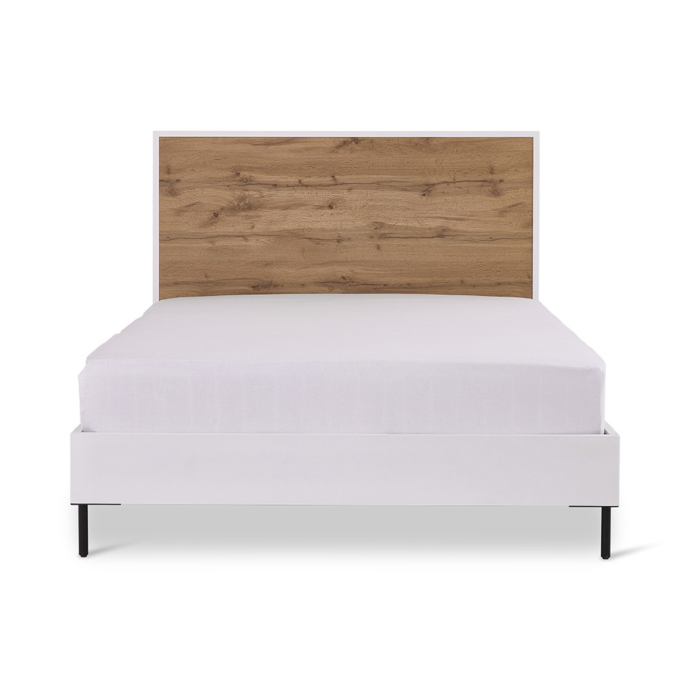 سرير ماديسون، أبيض وبلوط - 150x200 سم