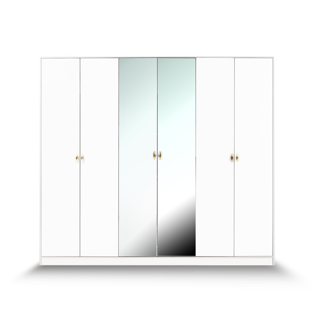 نيكولاس خزانة ملابس بـ6 أبواب، أبيض