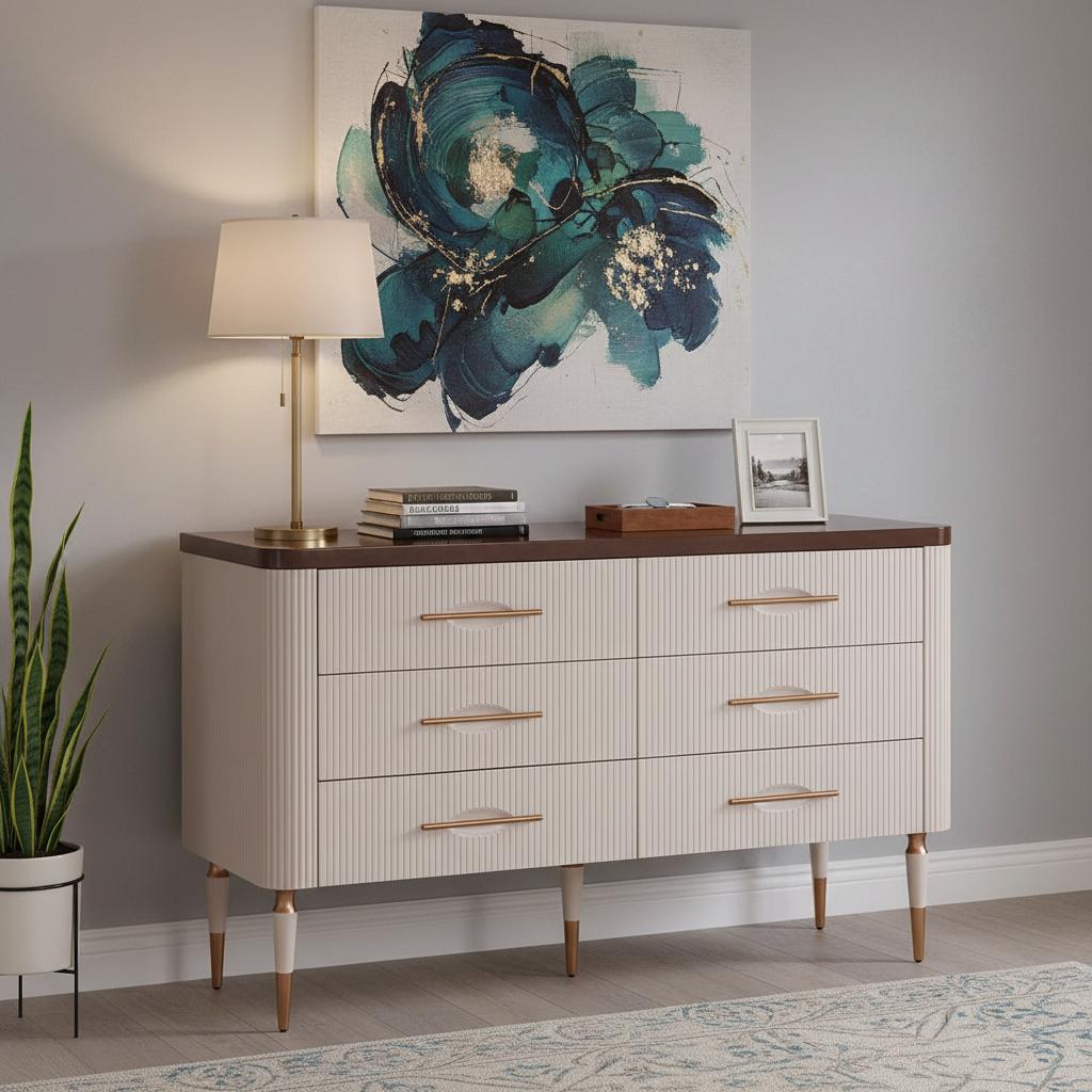 Raya 6-Drawer Dresser, Beige