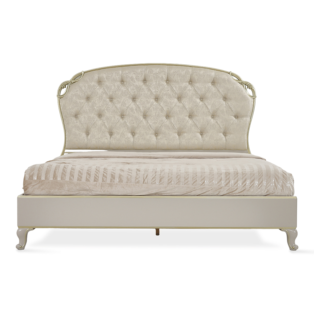 Asma Super King-Sized Bed, Beige & Grey - 200x200 cm