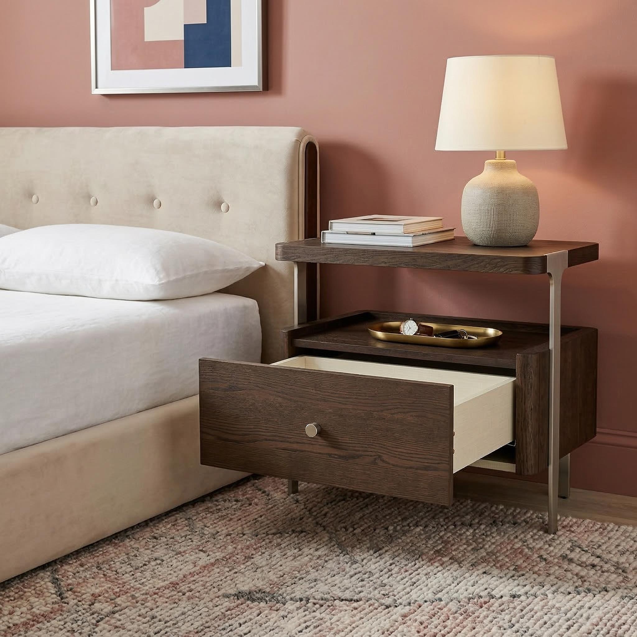 Audrey 1-Drawer Nightstand, Brown