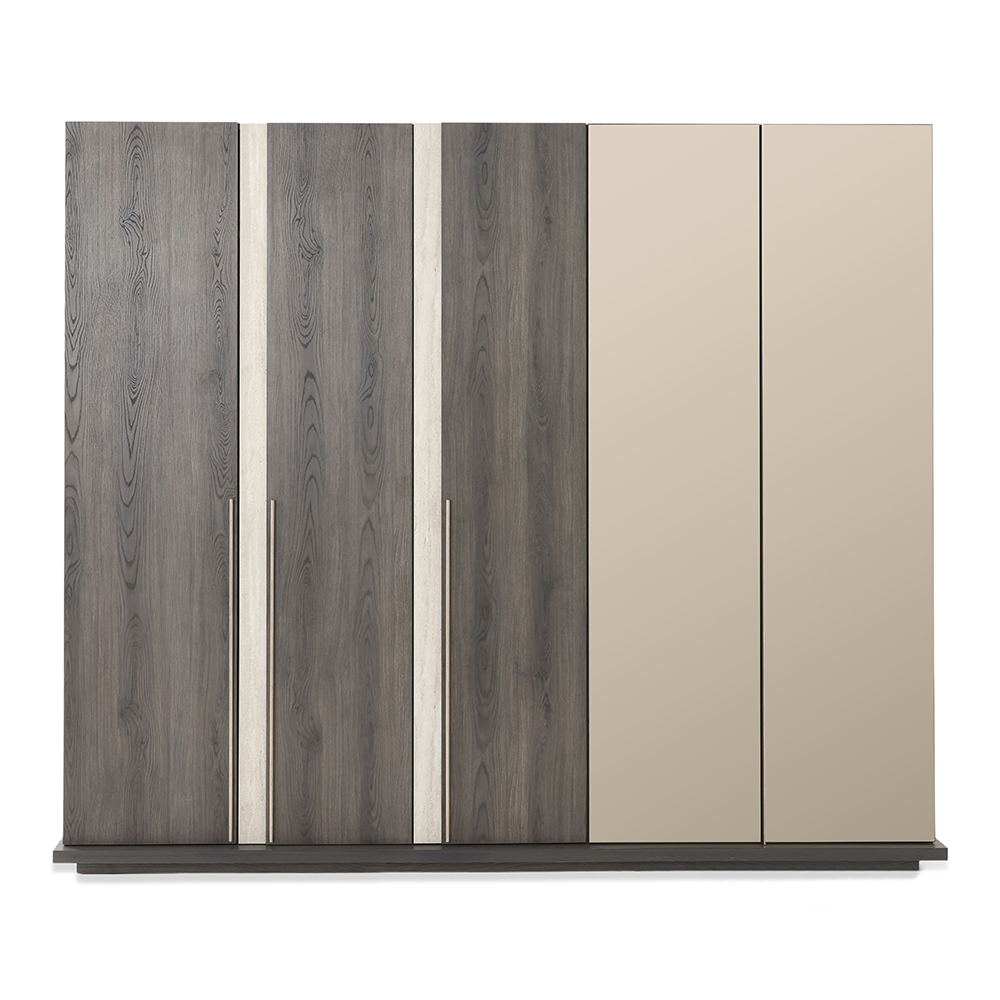 خزانة ملابس 5 أبواب من لينا، جوزي داكن وبيج