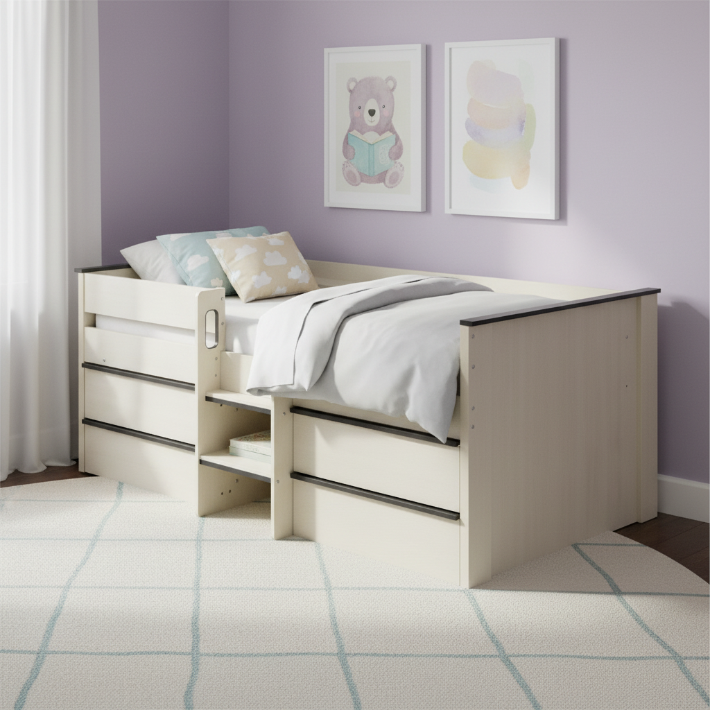 Willow Single-Sized Bed With Storage, Beige - 190x90cm