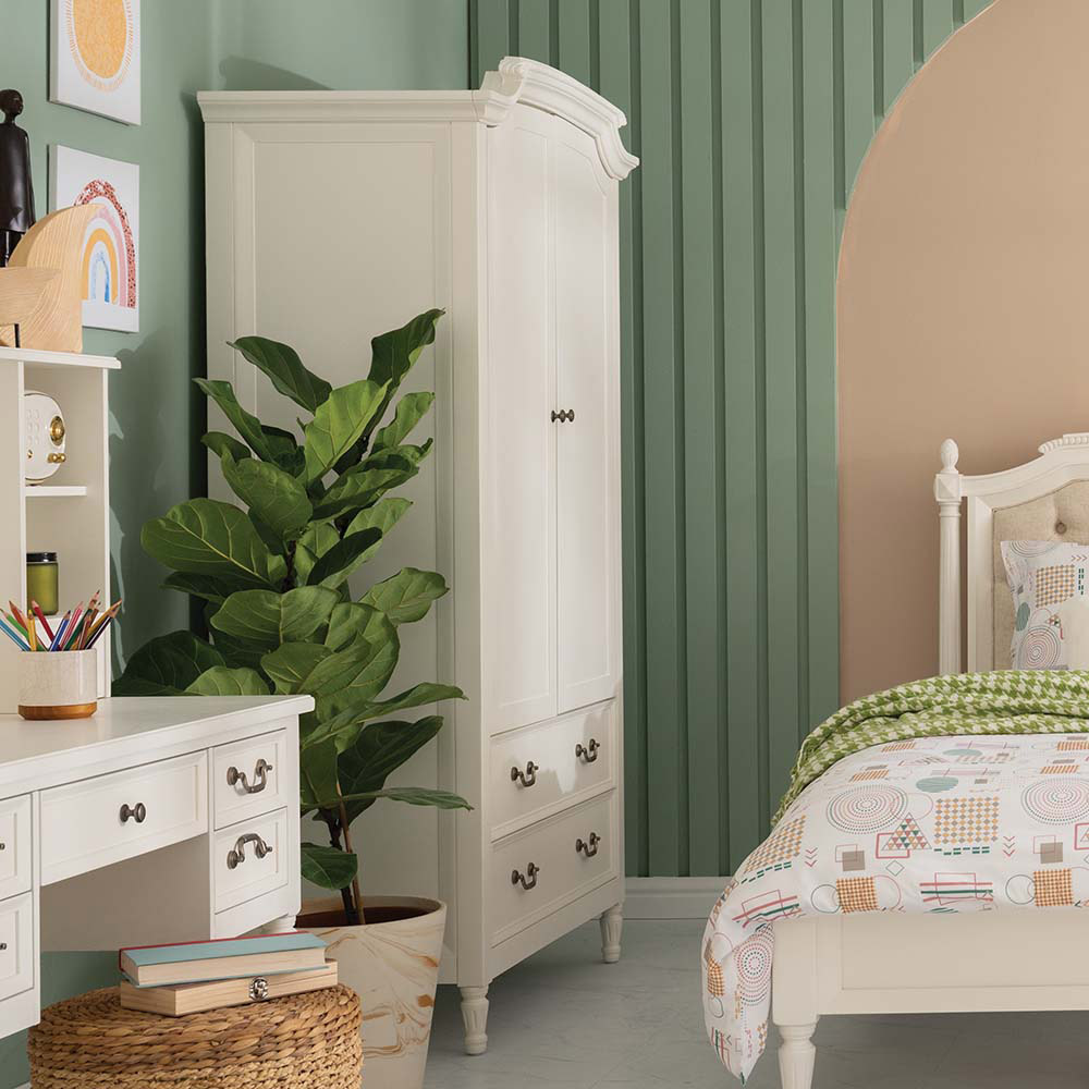 خزانة ملابس ببابين من فينلي، أبيض