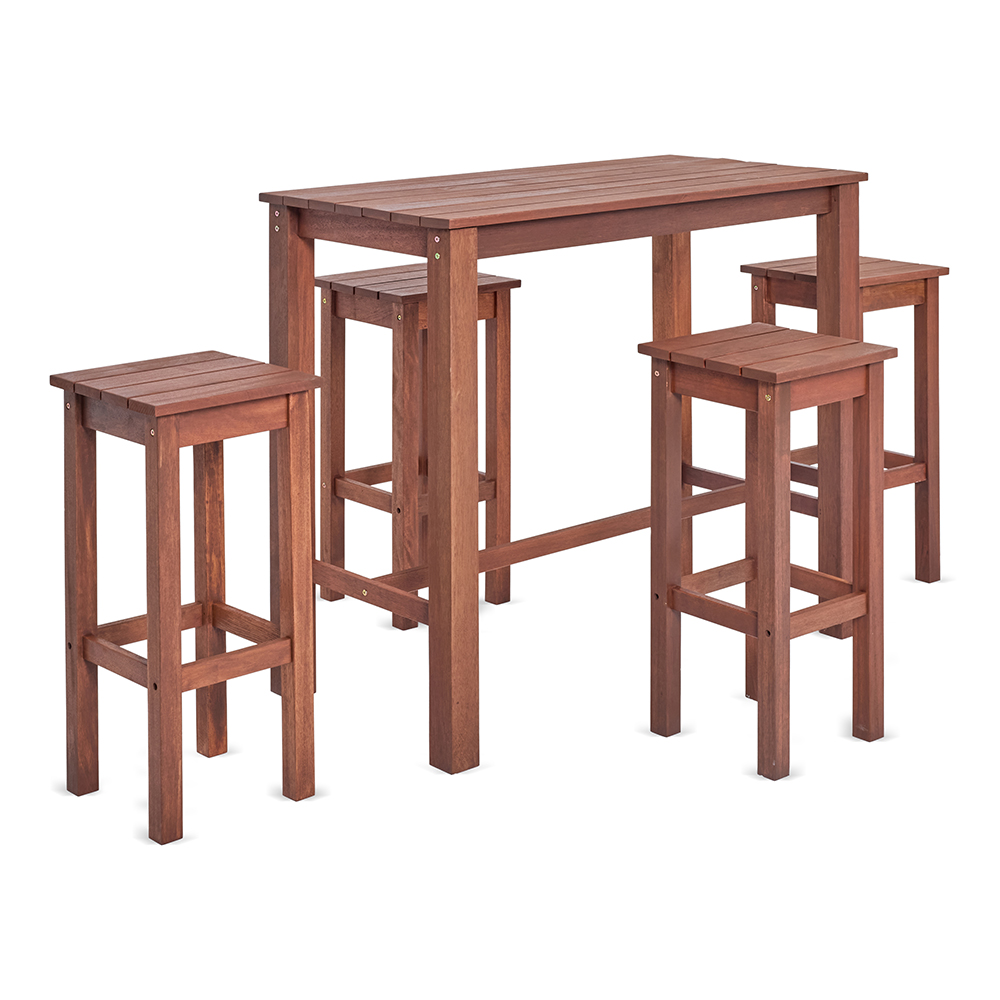 Haas High Top Table And 4 Stool Set (5 Piece), Brown