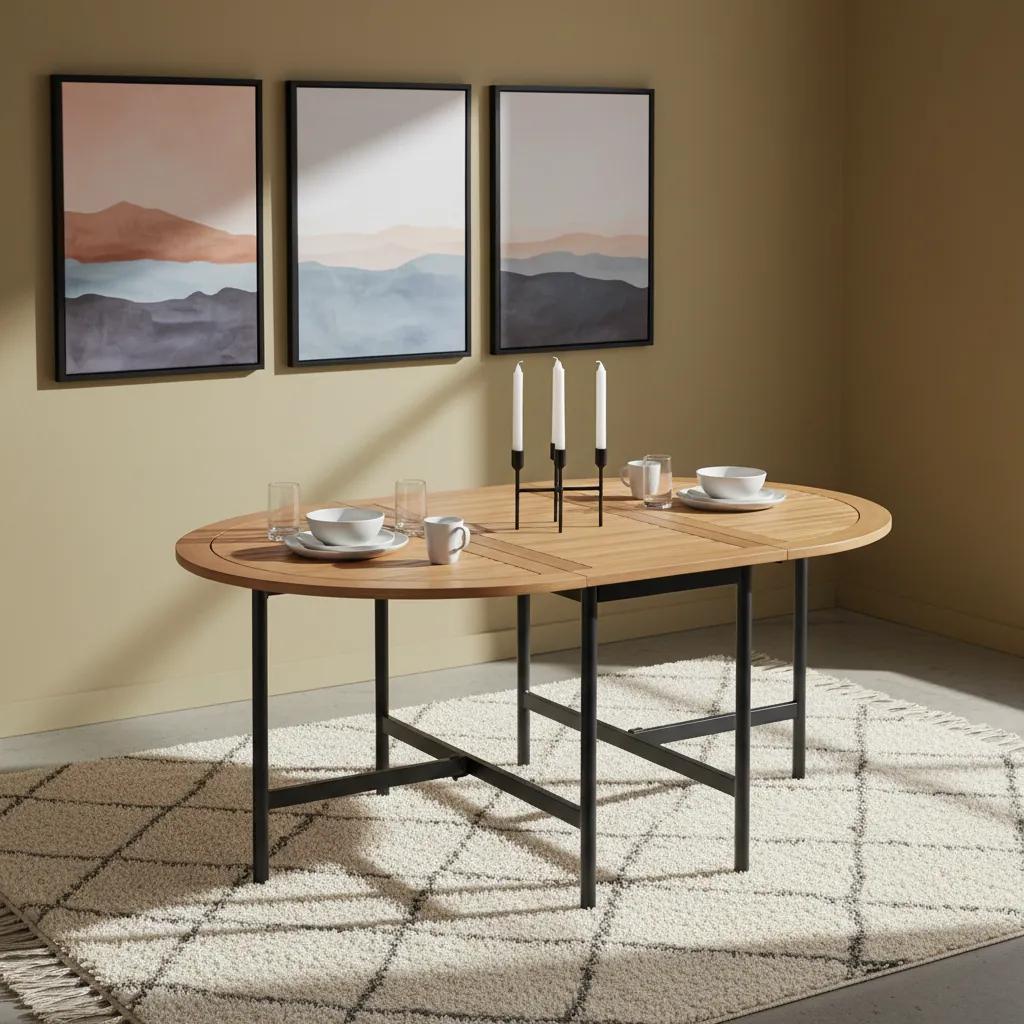 Natti Extendable 6-Seater Dining Table, Black & Natural