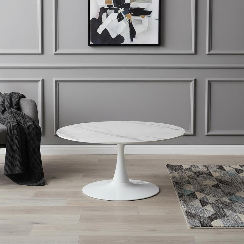 Barney Sintered Stone Top Coffee Table, White